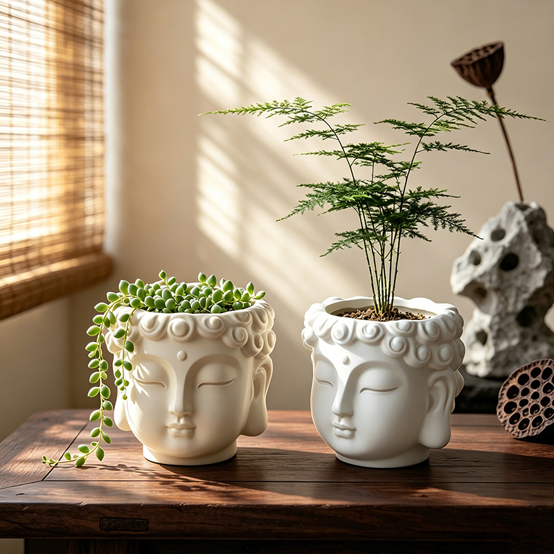 Buddha Head Shaped Resin Plant - Echeveria Succulent recensione e prezzo