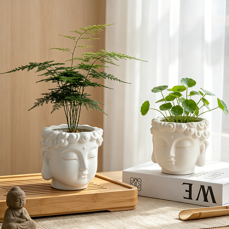 Buddha Head Shaped Resin Plant - Echeveria Succulent recensione e prezzo