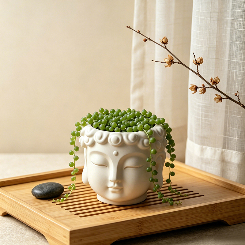 Buddha Head Shaped Resin Plant - Echeveria Succulent recensione e prezzo