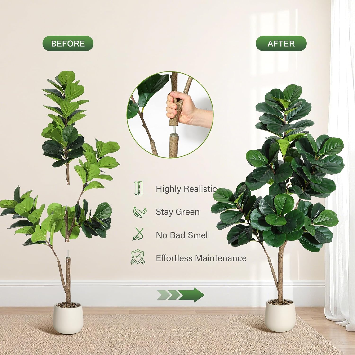 4-7 FT Fiddle Leaf Fig Tree Ar - Ficus Lyrata Tree recensione e prezzo